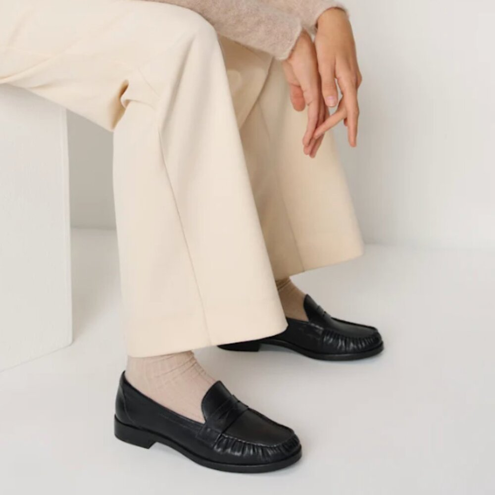 Reformation Black Ani Leather Loafer
